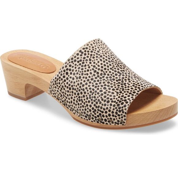 MADEWELL The Evelyn Clog Slide Sandal in Dried Flax Print Calf Hair Size 7 - Picture 1 of 7